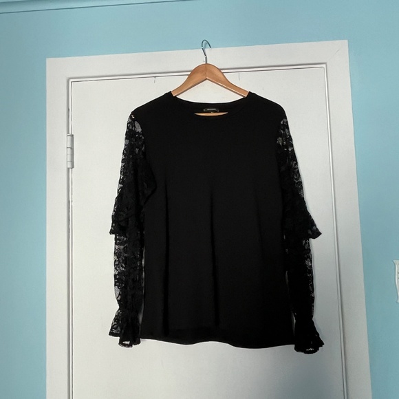Stellla & Dot Lace Sleeve T, Black, XL - Picture 8 of 13